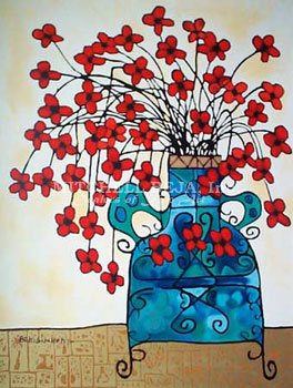 Flowers in Blue Vase